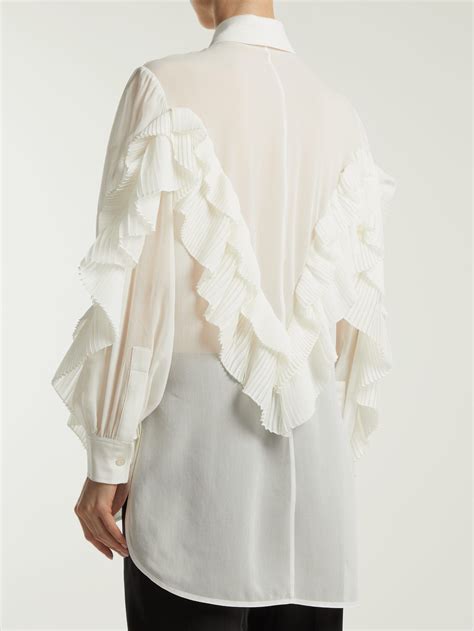 givenchy women ruffle tops|Givenchy top with holes.